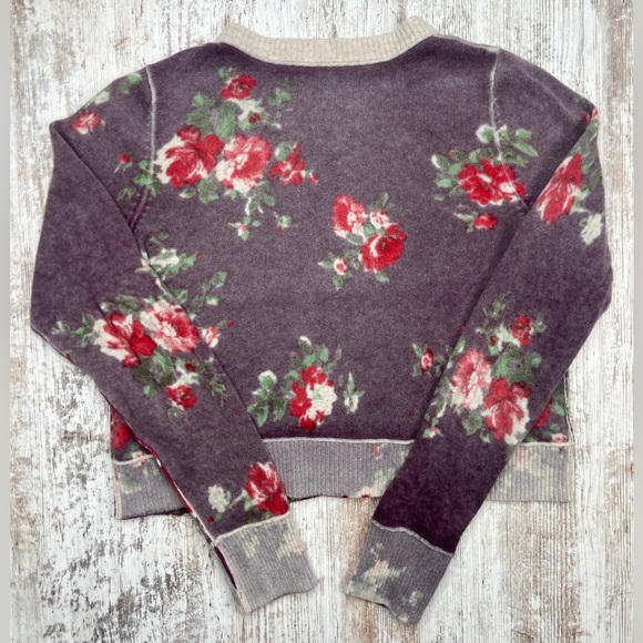 HTF Free People Patterned Cashmere Floral Cardi Malbec Combo Purple Large EUC - Picture 10 of 10